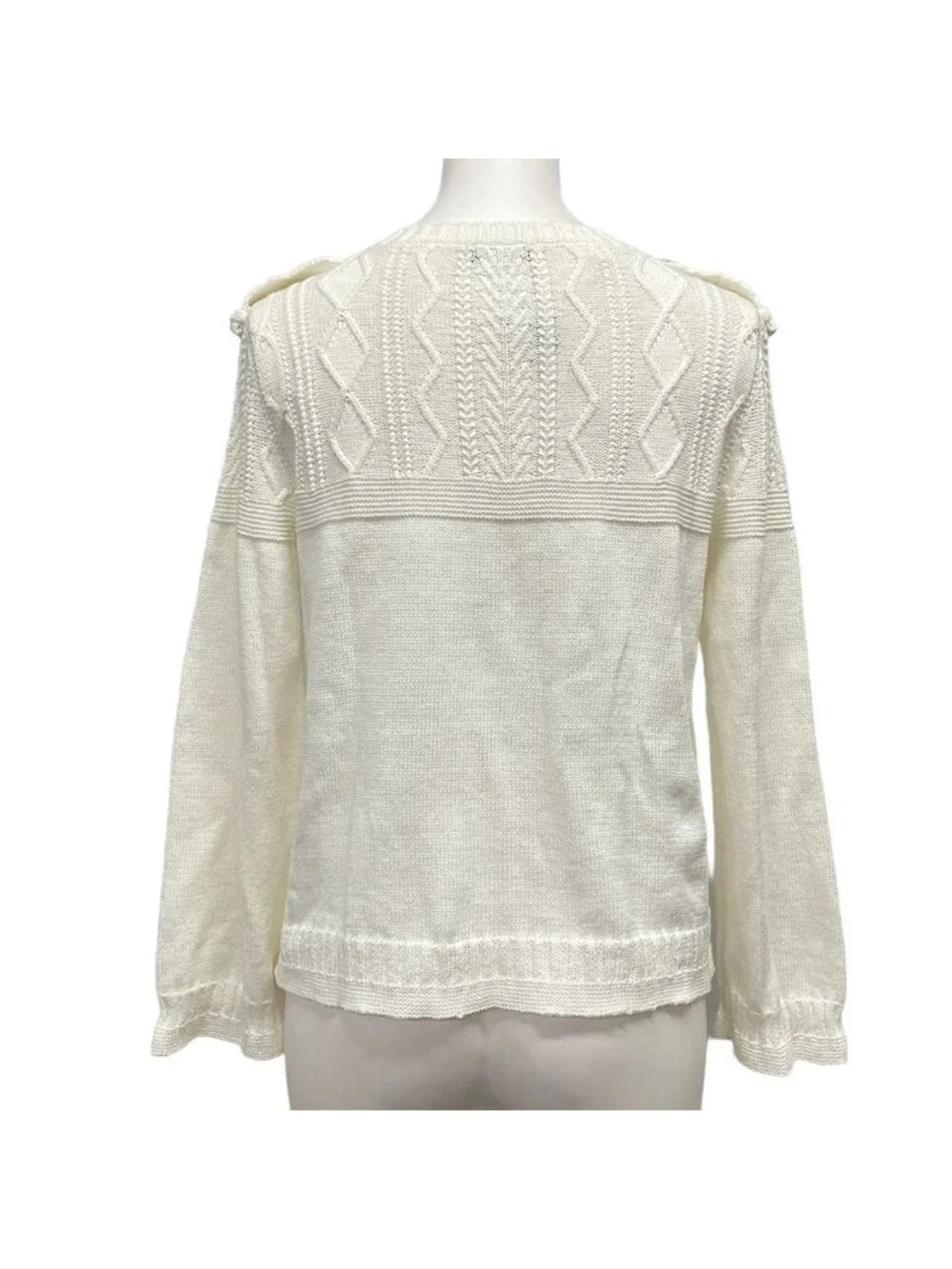 Chanel Long Sleeve Sweater 34 S White Cotton